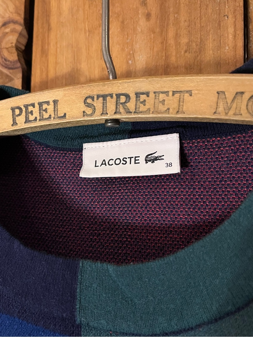Lacoste Multicolor Geometric Colorblock Crewneck Sweater Size 38 - Picture 3 of 9